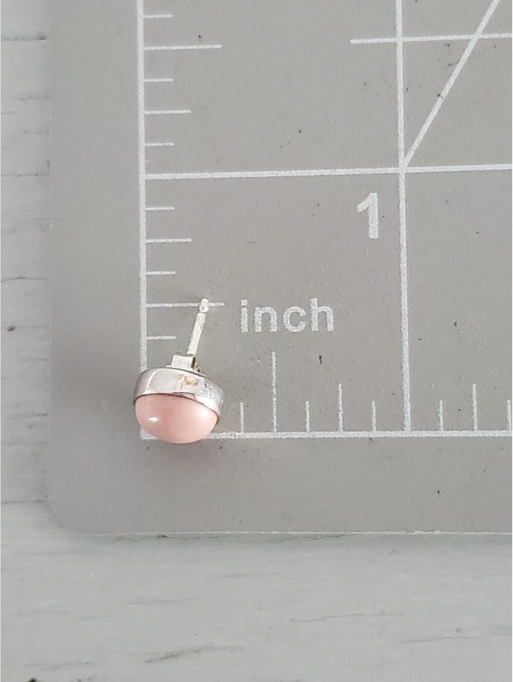 Vintage Sterling Silver Pink Lucite Stud Earrings - Picture 5 of 5